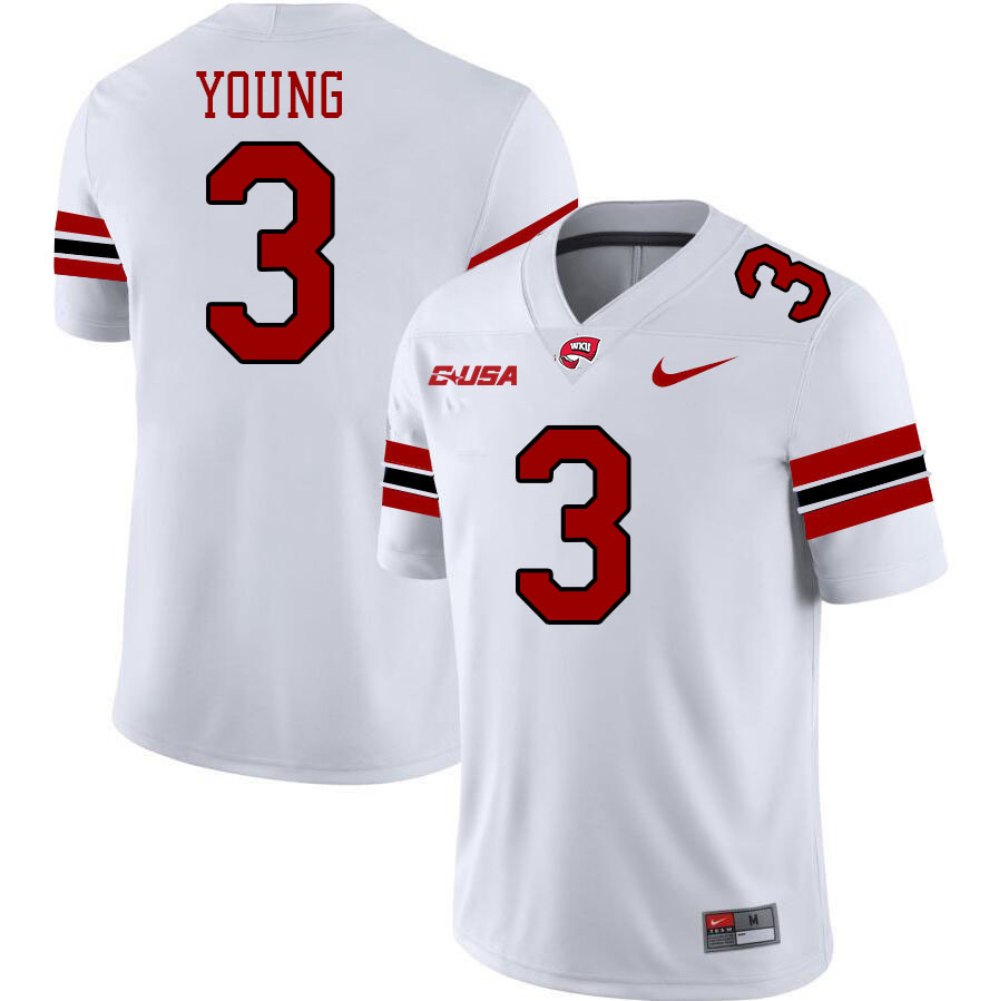 Western Kentucky Hilltoppers #3 Elijah Young College Football Jerseys Stitched Sale-White